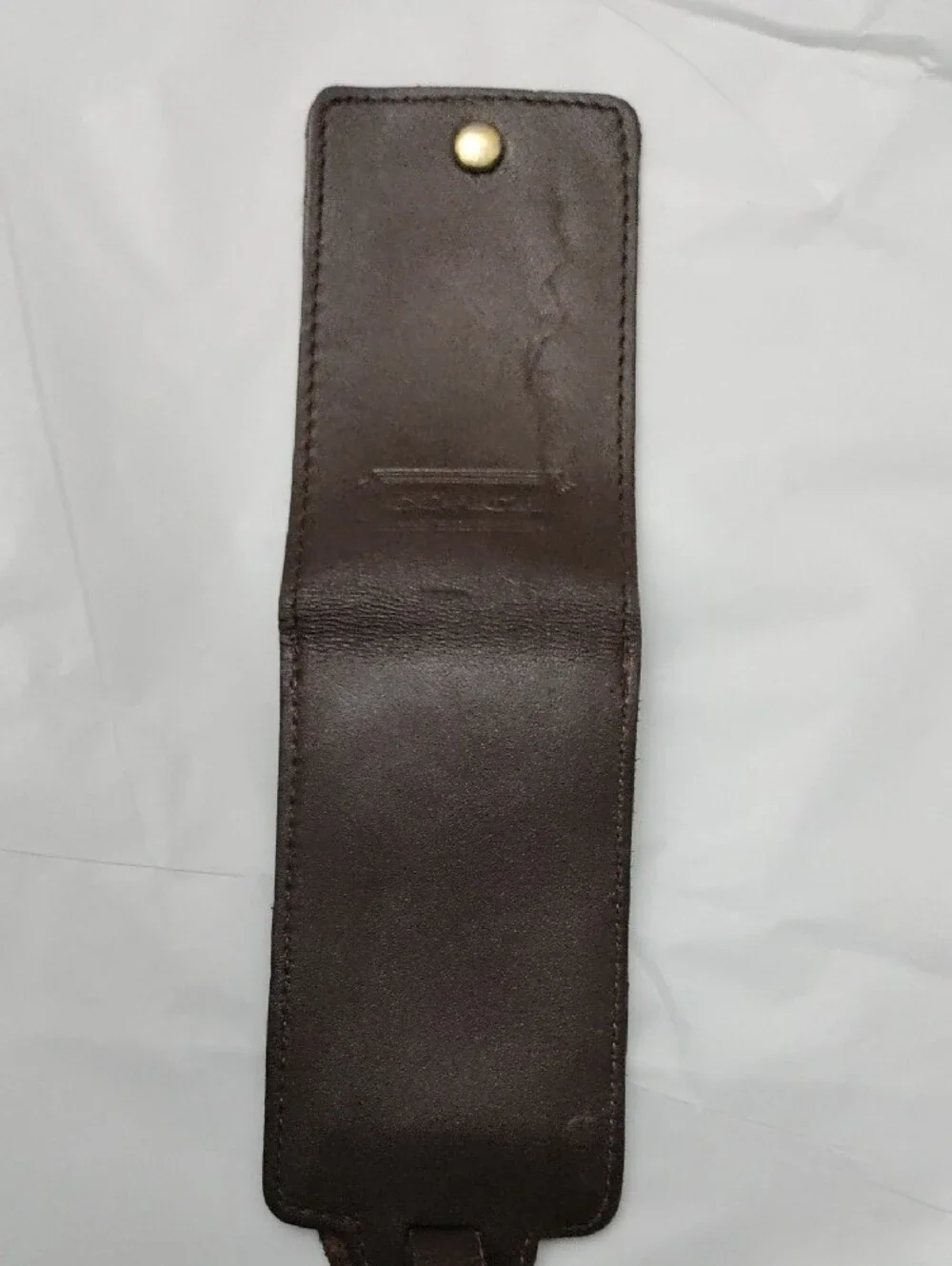 Coach Vintage Dark Brown Leather Luggage ID Tag with Brass Tone Buckle